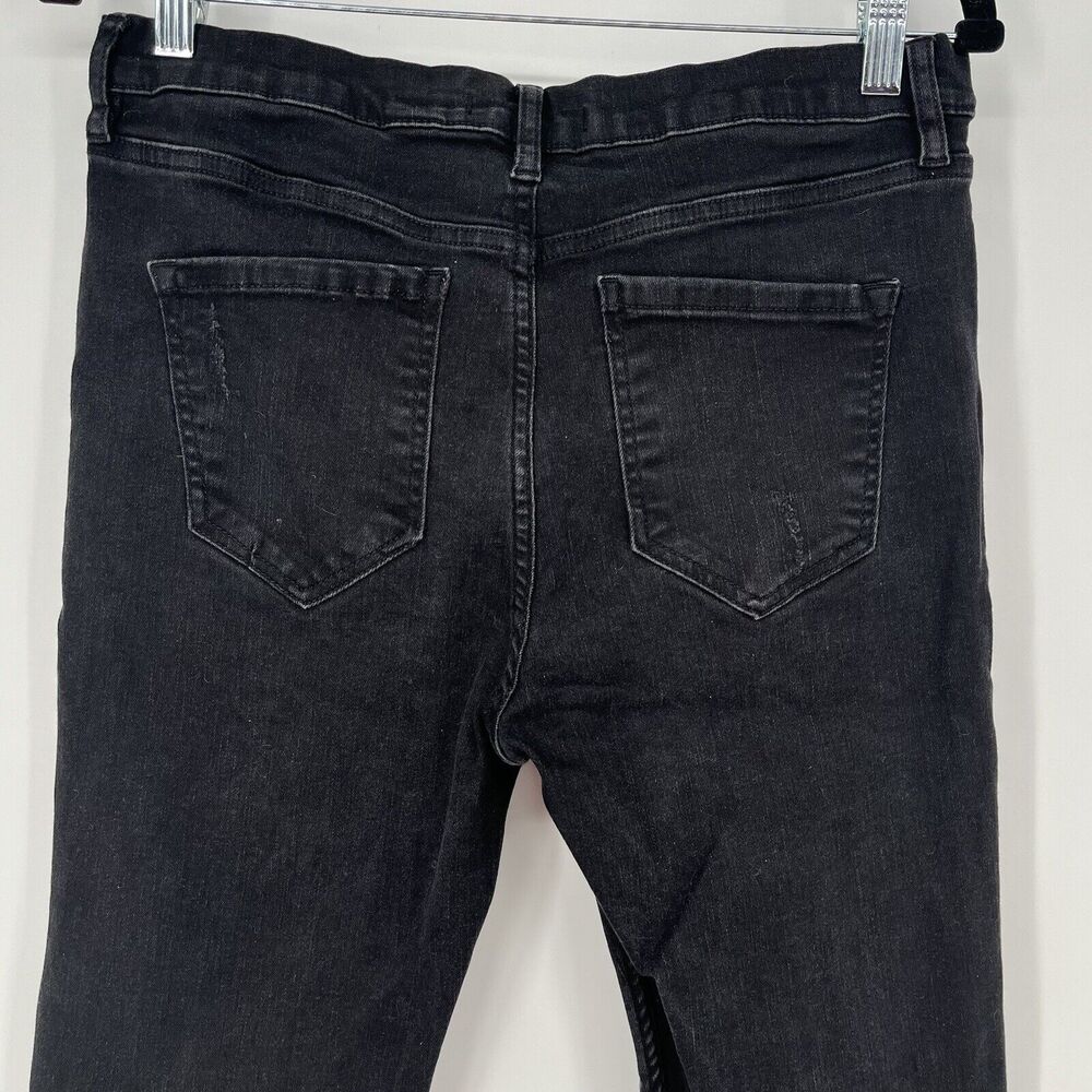Free People Skinny Jeans Womens 31 Black Distressed Raw Hem Stretch Denim - Picture 8 of 10